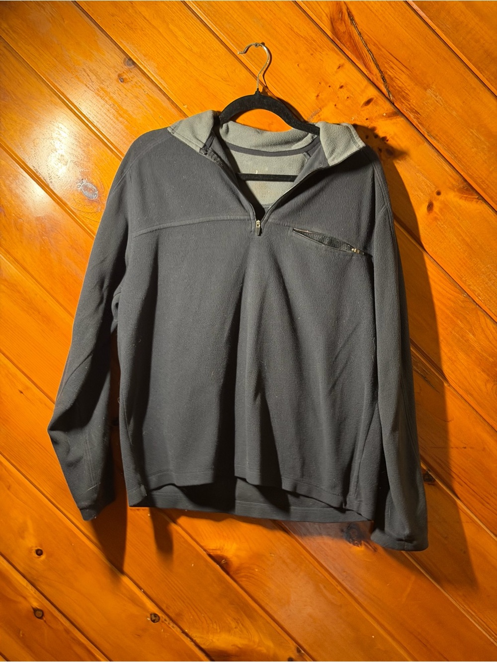 Source Unknown Men's Dark Gray Quarter-Zip Fleece Jacket with Hood